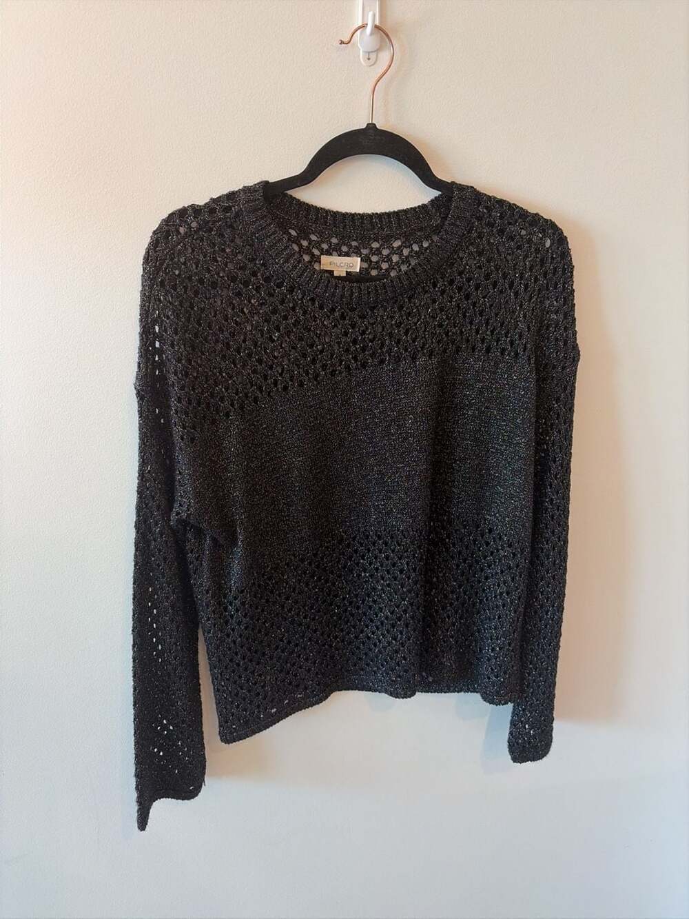 Pilcro Metallic Open-Stitch Pullover Sweater sexy